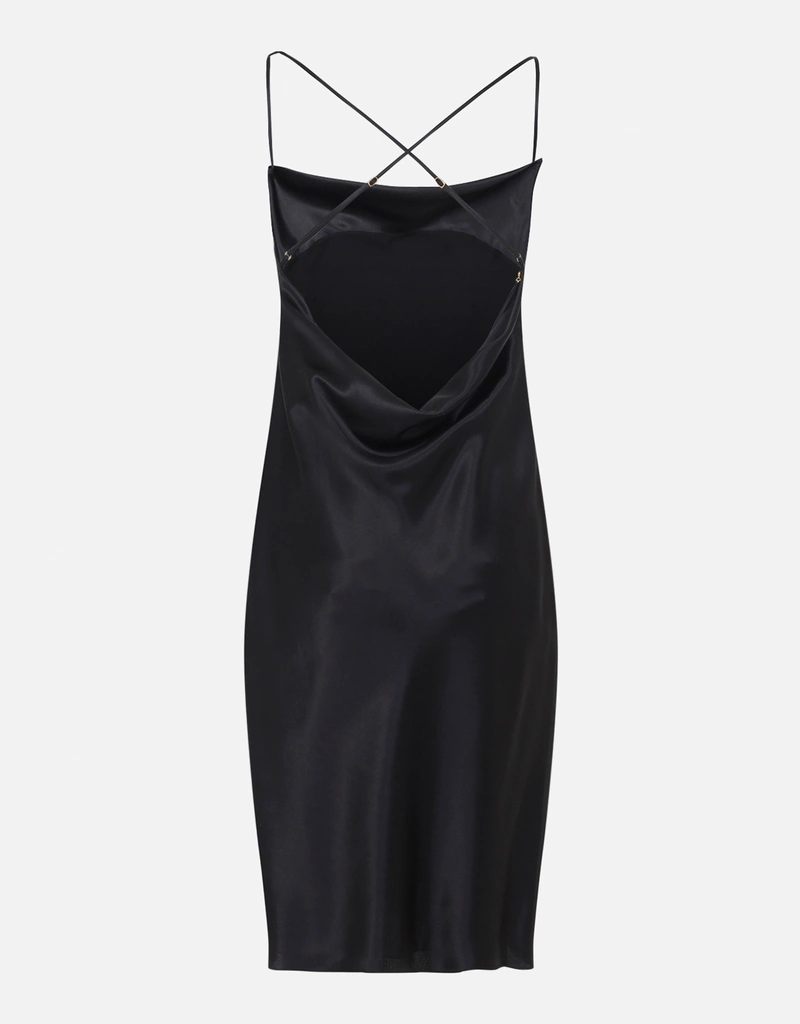 Saint Laurent - Silk satin Mini Dress draped back straps Saint Laurent - Silk satin Mini Dress draped back straps