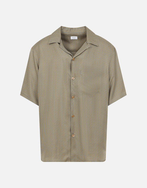 Saint Laurent メンズシルク幾何学ボクシー半袖シャツ (すべての新品