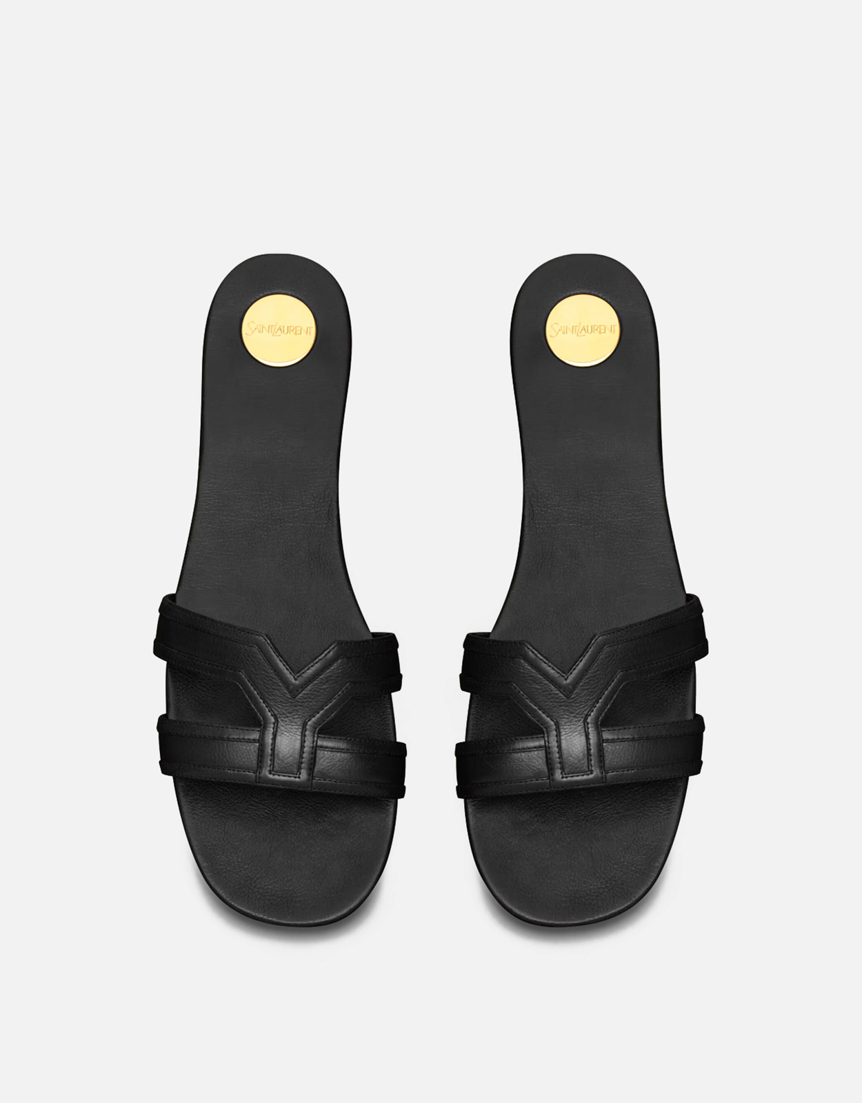 Saint Laurent Mabroukaスムースレザースライド (すべての新品) IFCHIC.COM