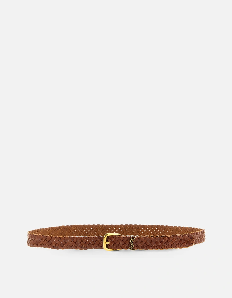 Saint Laurent メンズタイニーキャサンドレ編み革ベルト () IFCHIC.COM