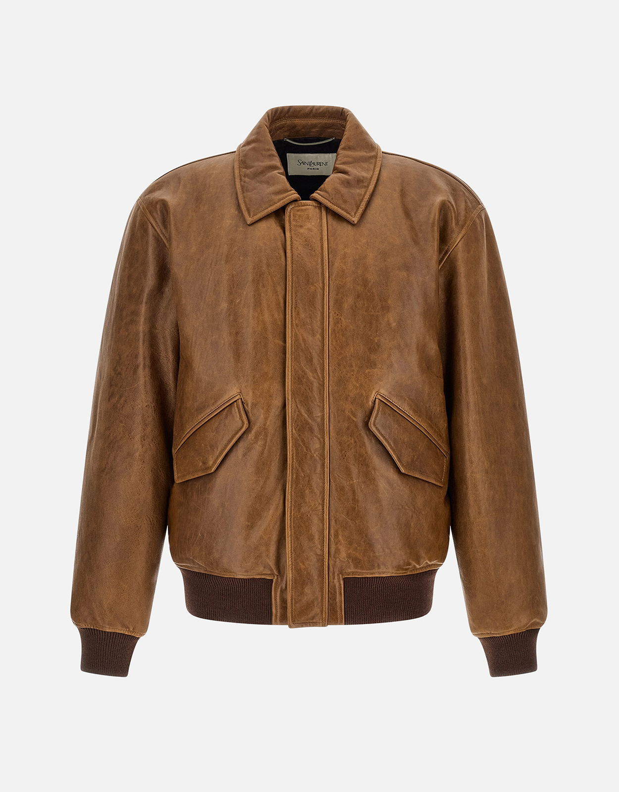 Saint Laurent メンズヴィンテージレザーボンバージャケット (すべての