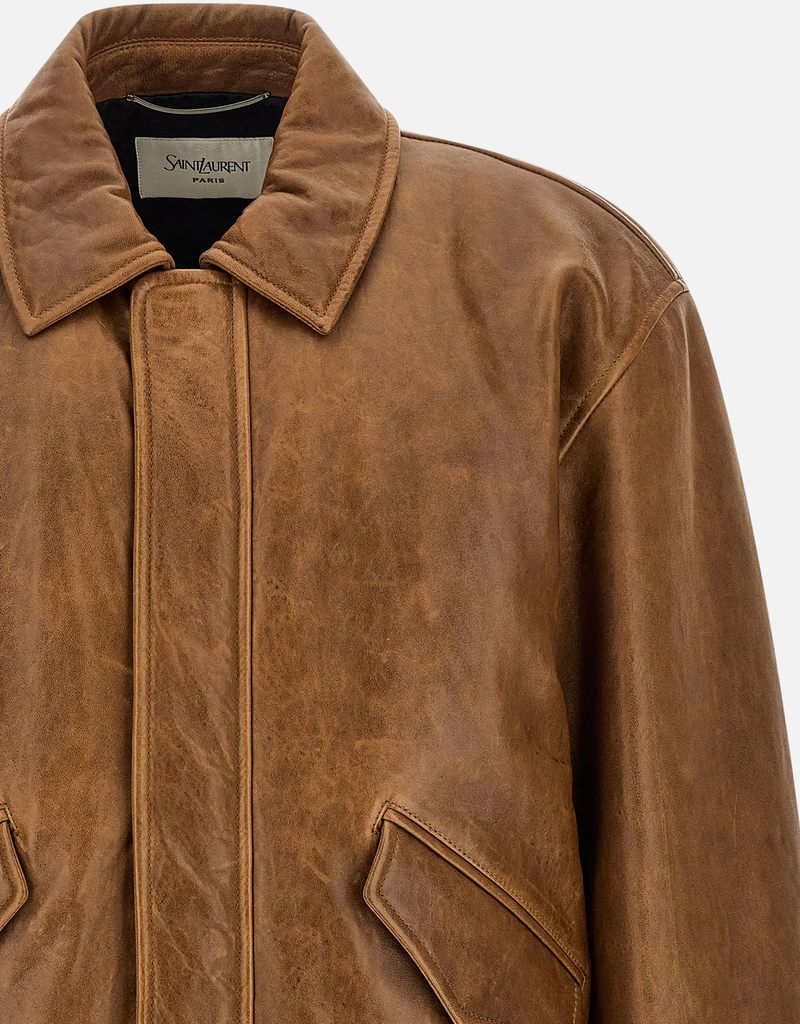 Saint Laurent メンズヴィンテージレザーボンバージャケット (すべての