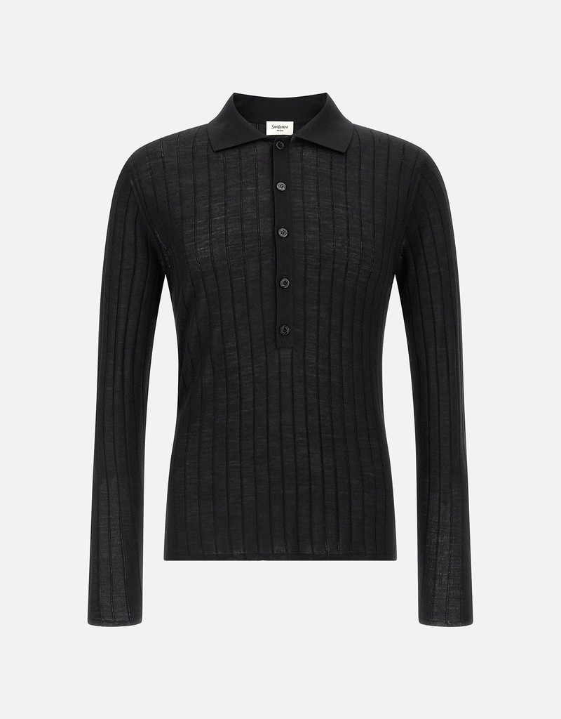 Saint Laurent メンズ ポインテール ウール ポロ シャツ (すべての新品