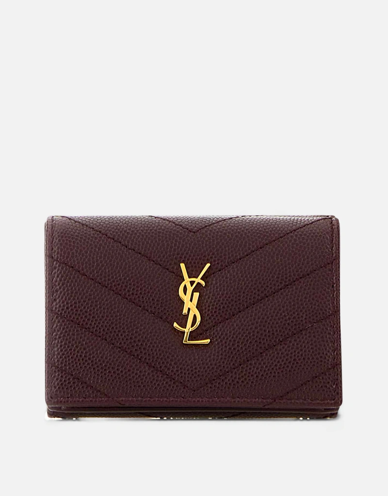 Saint Laurent カサンドルグレインカーフスキンレザーフラップ財布