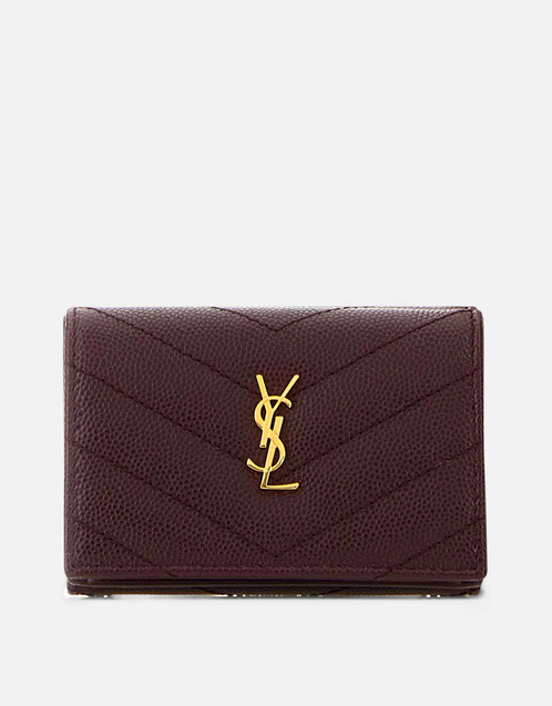 Saint Laurent カサンドルグレインカーフスキンレザーフラップ財布