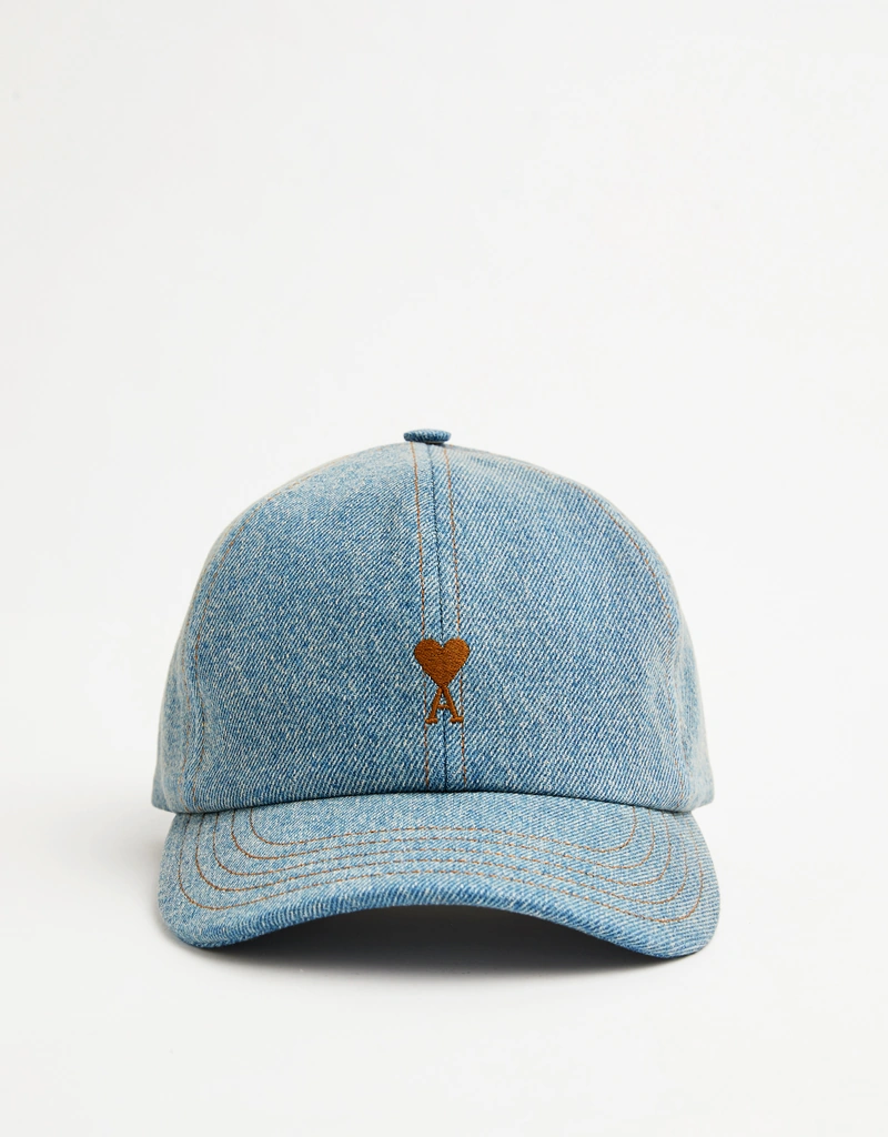AMI Paris Unisex De Coeur Denim Embroidery Cap (ぼうし,キャップ