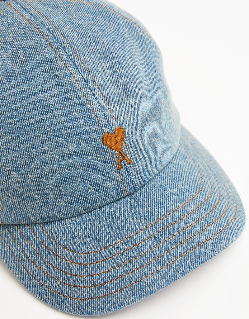 AMI Paris Unisex De Coeur Denim Embroidery Cap (ぼうし,キャップ