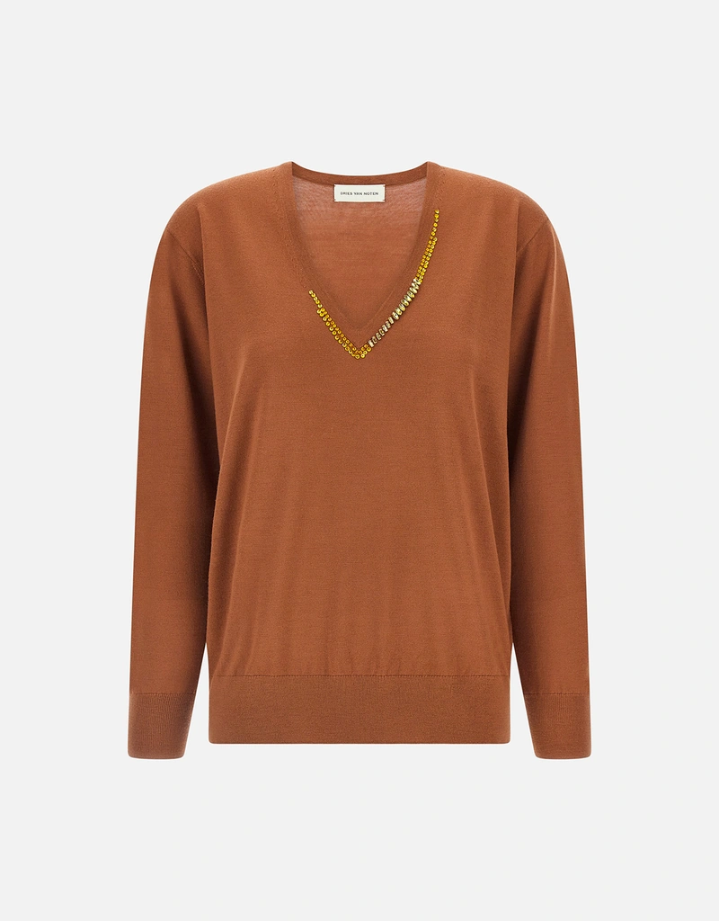 Dries Van Noten Tuomas 刺繍メリノウールVネックセーター (すべての