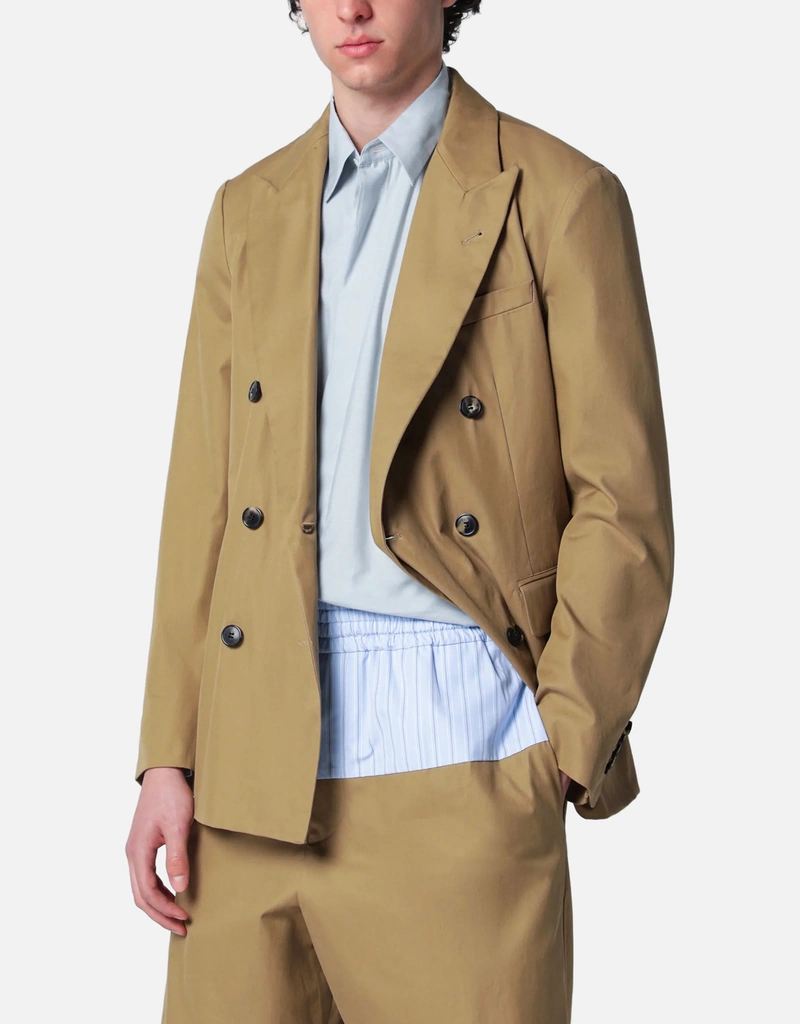 Dries Van Noten キャメル コットン ダブルブレスト ジャケット