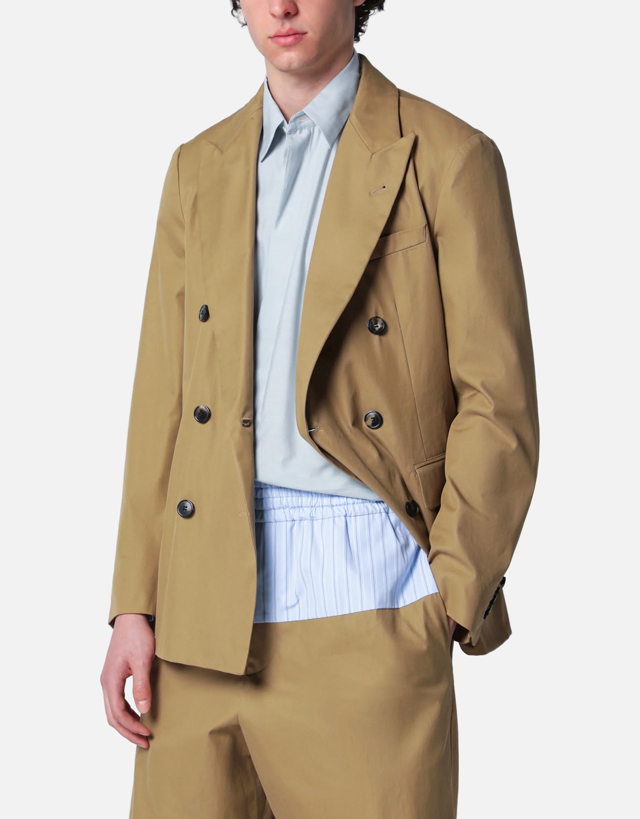 Dries Van Noten キャメル コットン ダブルブレスト ジャケット