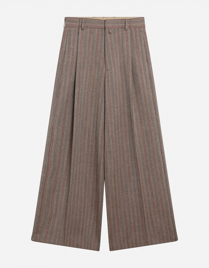 Dries Van Noten ワイドレッグ ストライプ ウール パンツ (パンツ
