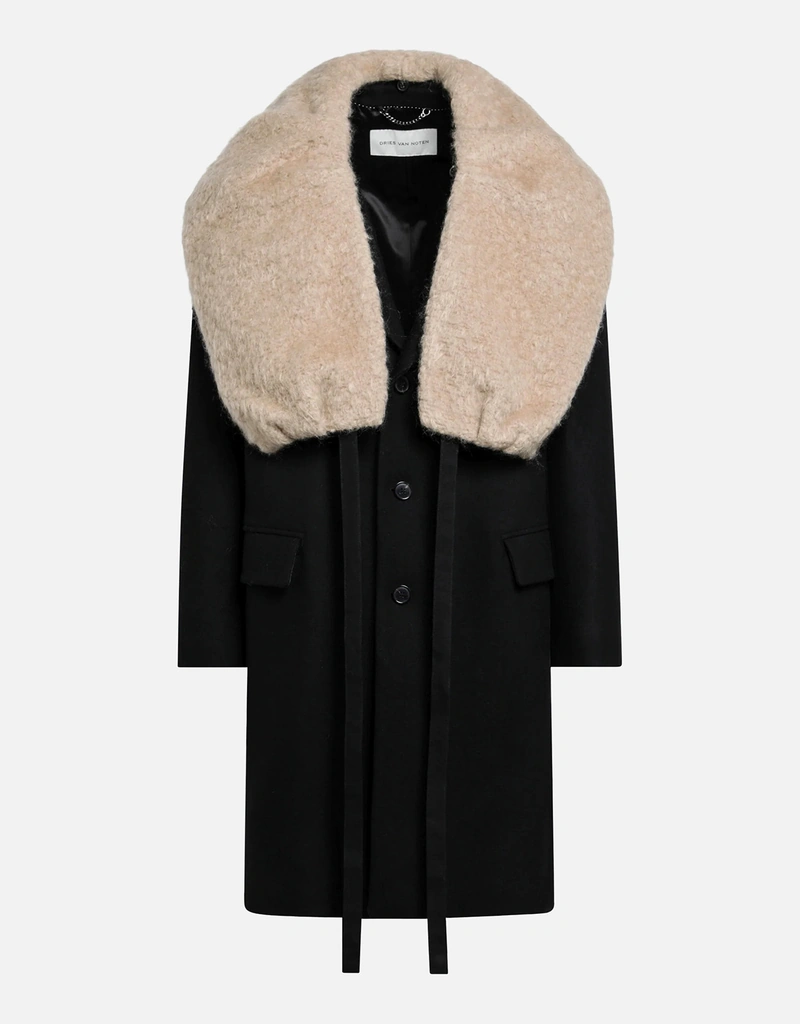 Dries Van Noten ウールブレンドコート 取り外し可能なネックライン