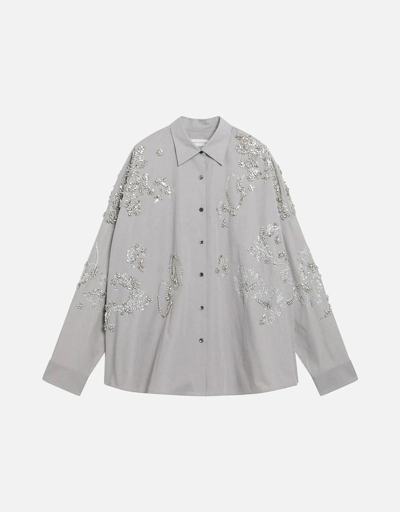 Dries Van Noten コットン ルースターン シークイン刺繍 シャツ