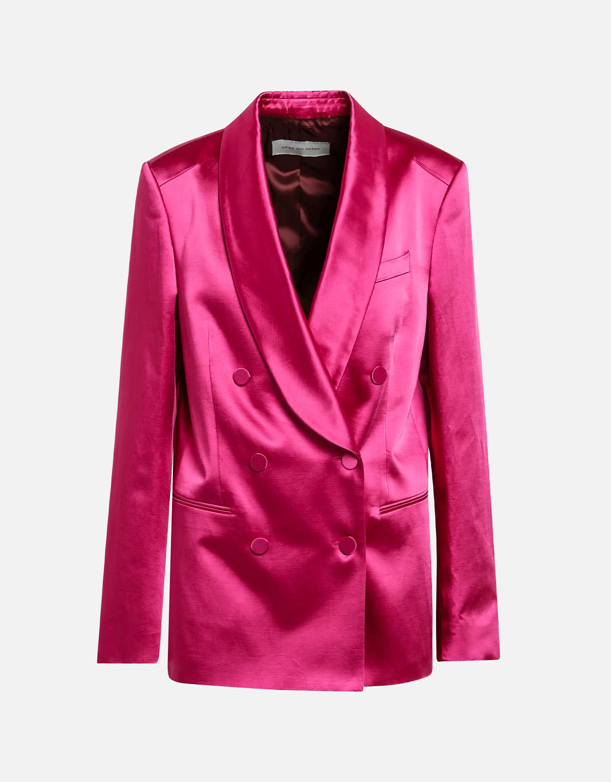 Dries Van Noten Fuchsia サテン ダブルブレスト ジャケット (すべての