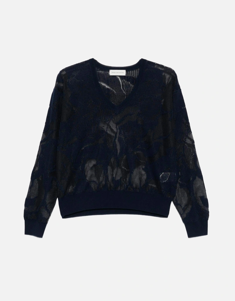Dries Van Noten Torion レース コットン Vネック セーター (すべての