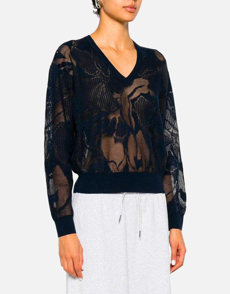Dries Van Noten Torion レース コットン Vネック セーター (すべての