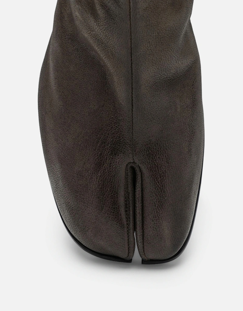 Maison Margiela メンズオリーブグリーンレザー足袋アンクルブーツ