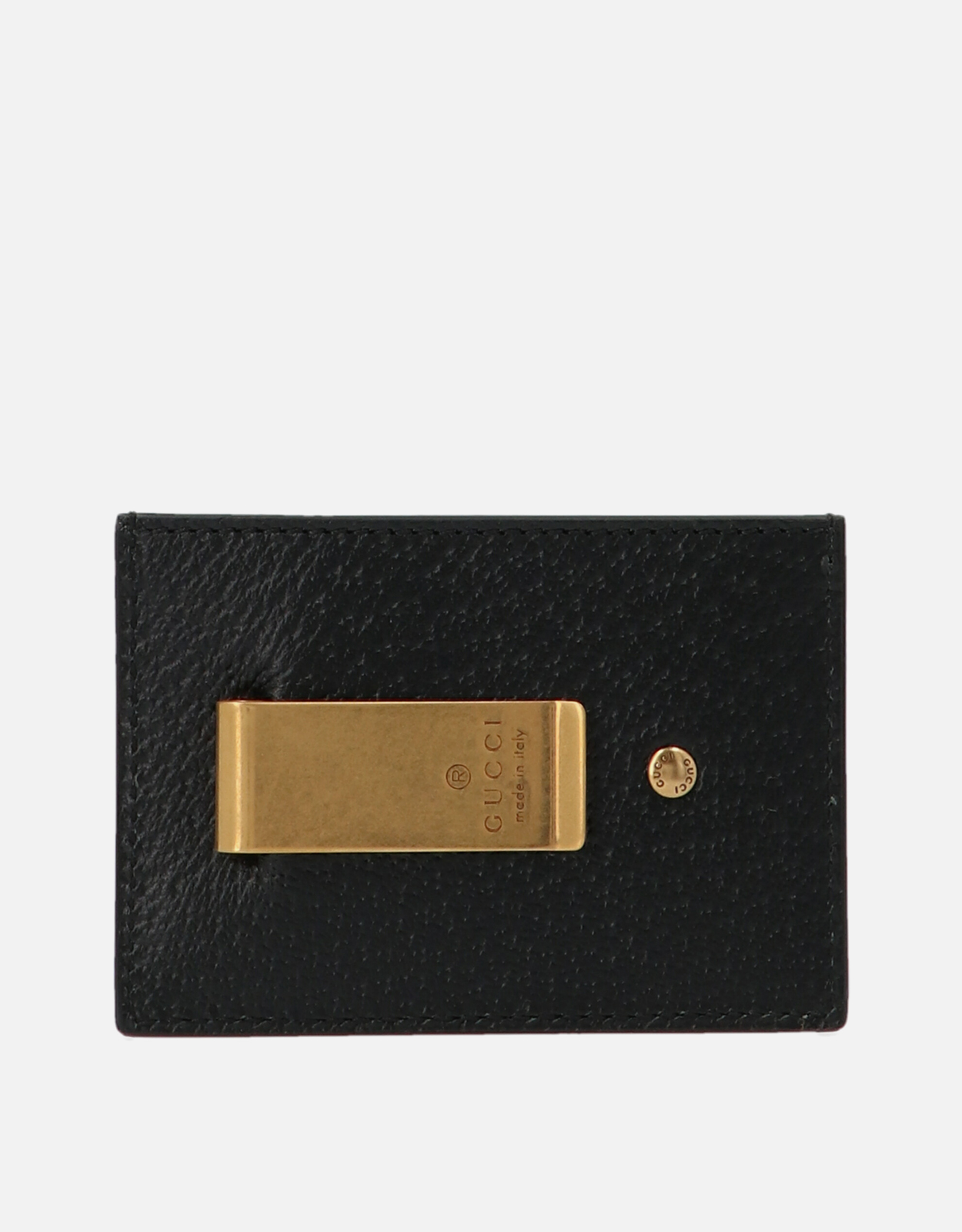 Gucci メンズブラックレザーマネークリップ (Wallets and Small