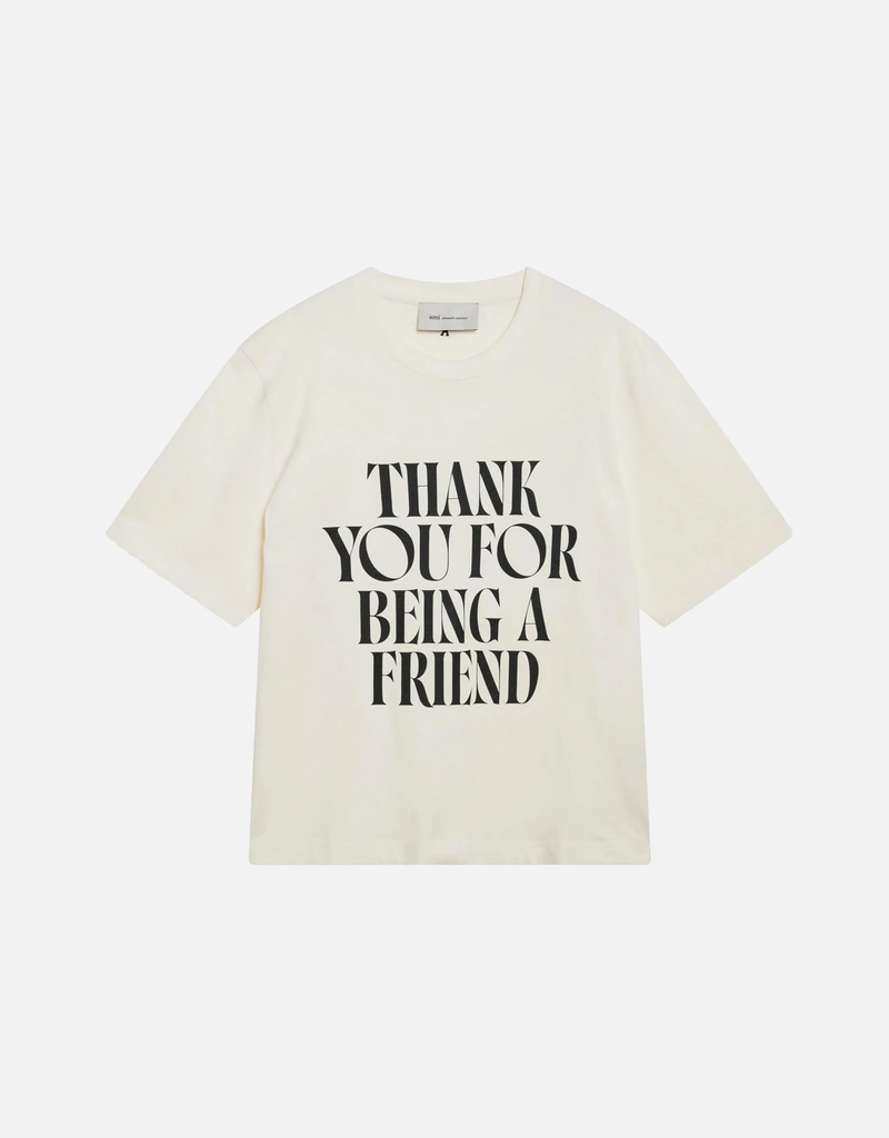 AMI Paris クリームホワイトヘビーコットンジャージーTシャツ