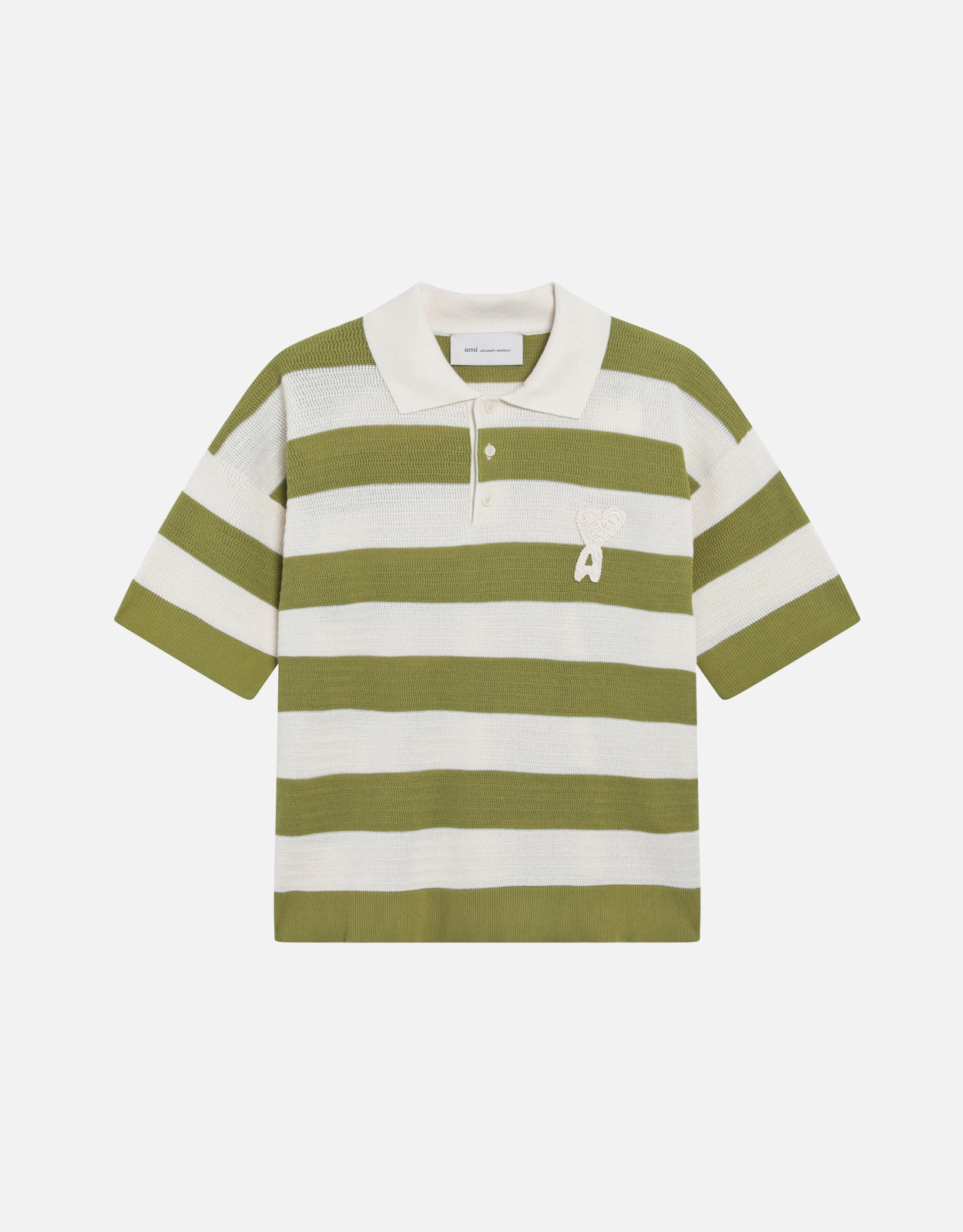 AMI Paris ストライプ コットン ニット ポロシャツ (トップス) IFCHIC.COM