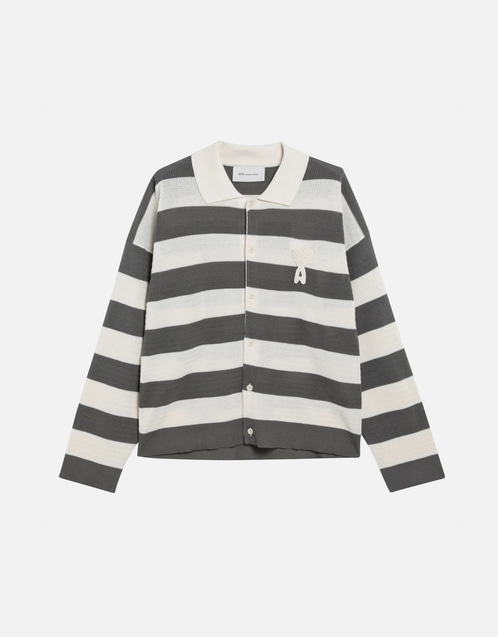 AMI Paris Ami de Coeur ストライプ コットン ニット カーディガン