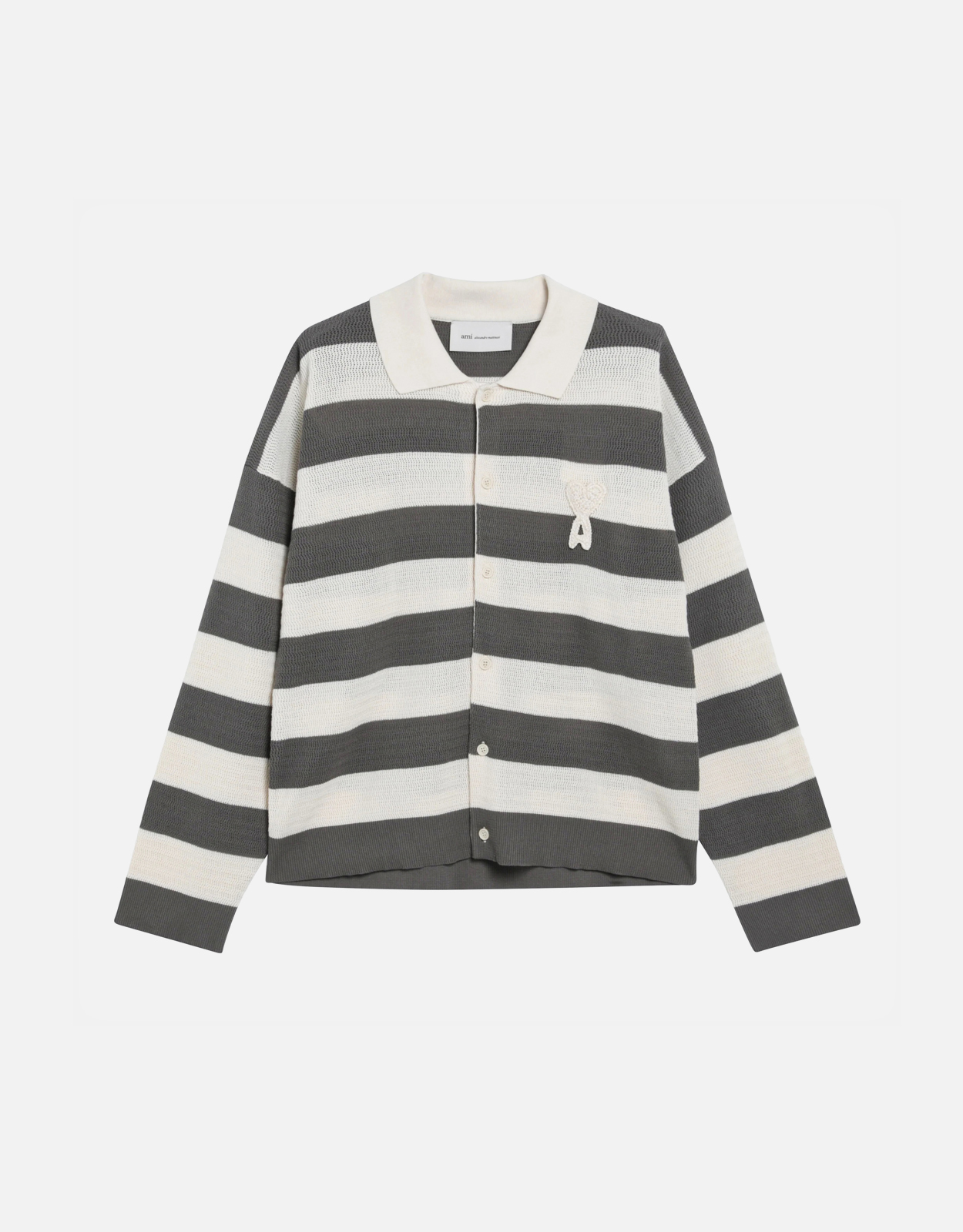 AMI Paris Ami de Coeur ストライプ コットン ニット カーディガン