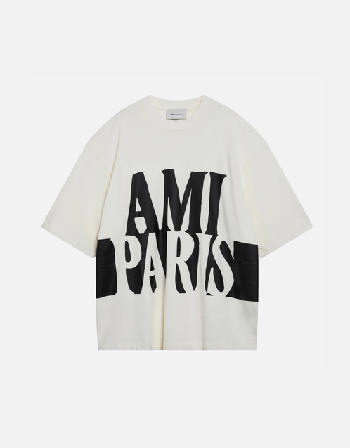 AMI Paris コットン Logo プリント Tシャツ (トップス) IFCHIC.COM