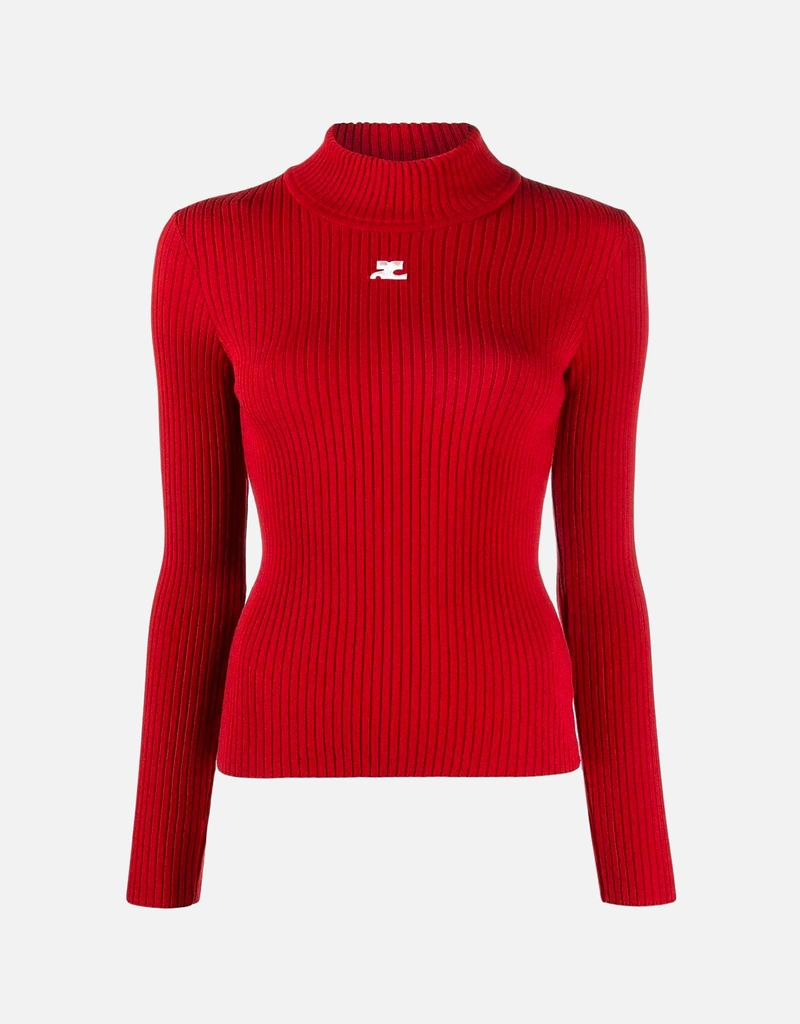 Courreges Re-Editionリブニットモックネックセーター (すべての新品