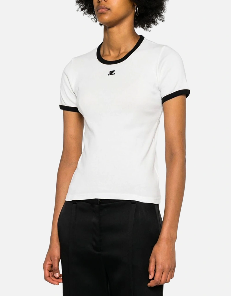 人気 COURREGES クロップド コットン Tシャツ courreges（クレージュ） 半袖 Tシャツ レディース コットン