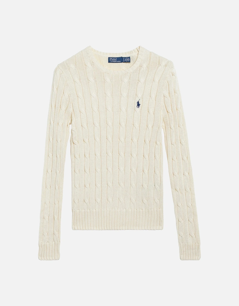 美品⭐︎ラルフローレン　コットンケーブルニット　 パーカー　白 Polo Ralph Lauren クルーネック コットン ケーブルニット セーター