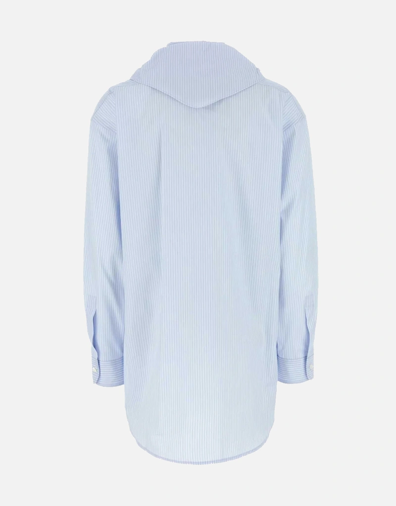 Miu Miu Scarf-Detailed Striped Poplin Shirt (All New In) IFCHIC.COM