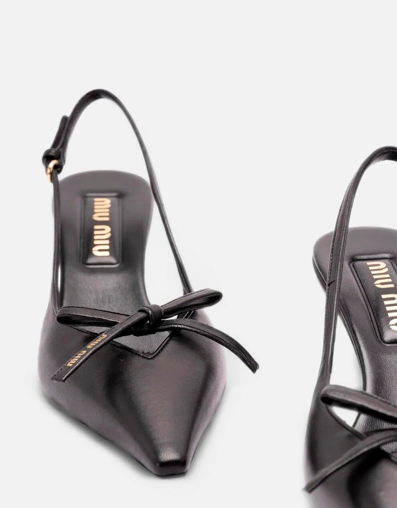 Miu Miu Bow Lambskin Slingback Pumps (All New In) IFCHIC.COM