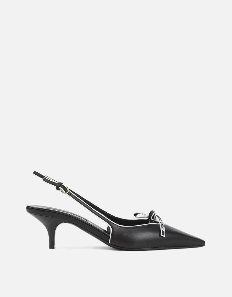 MIU MIU ブラック スリングバックパンプス　37サイズ Miu Miu カーフレザー ミドルヒール スリングバック (すべての新品