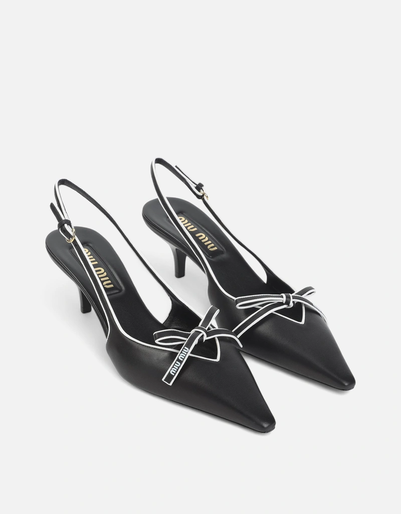Miu Miu カーフレザー ミドルヒール スリングバック (すべての新品