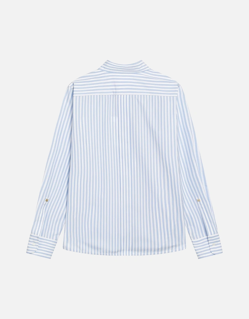 Max Mara ホワイト ライトブルー ストライプ シャツ (トップス) IFCHIC.COM