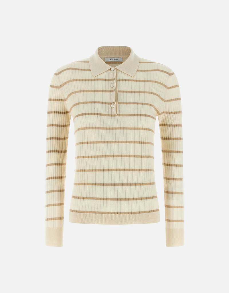 Max Mara MxpGitano カシミヤ シルク リブ ポロシャツ (すべての新品