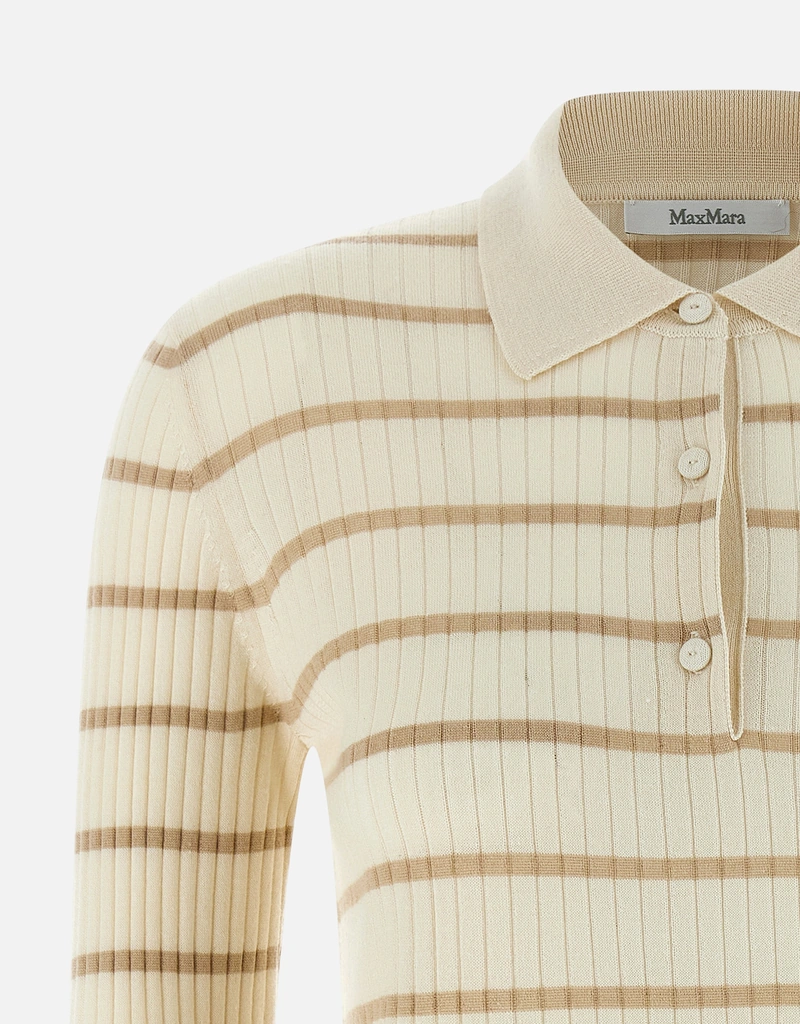 Max Mara MxpGitano カシミヤ シルク リブ ポロシャツ (すべての新品