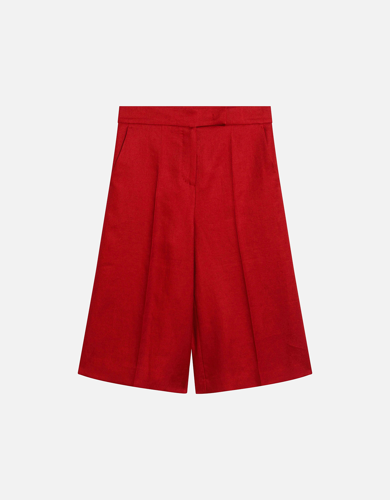 Max Mara Collection Linen Cotton Red Bermuda Shorts - IT 40　Max Mara コレクション リネン コットン レッド バミューダ ショーツ - IT 40 Max
