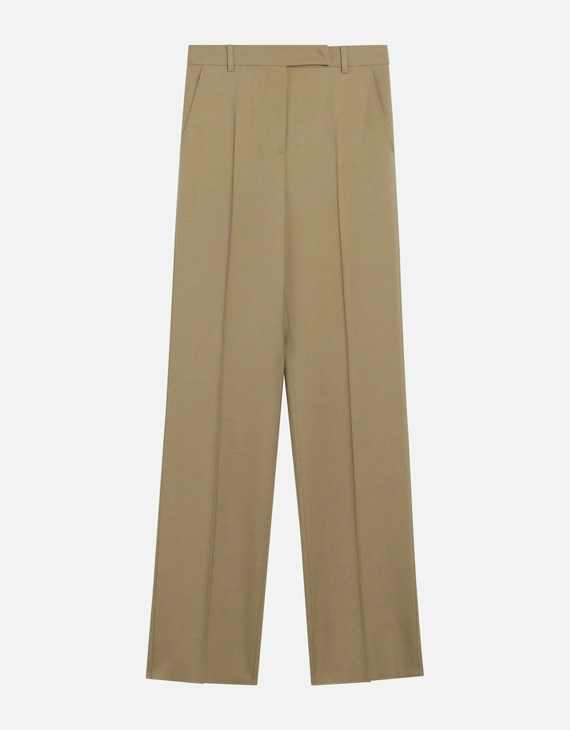 Max Mara キャメル ウール シルク ワイドレッグ パンツ (パンツ