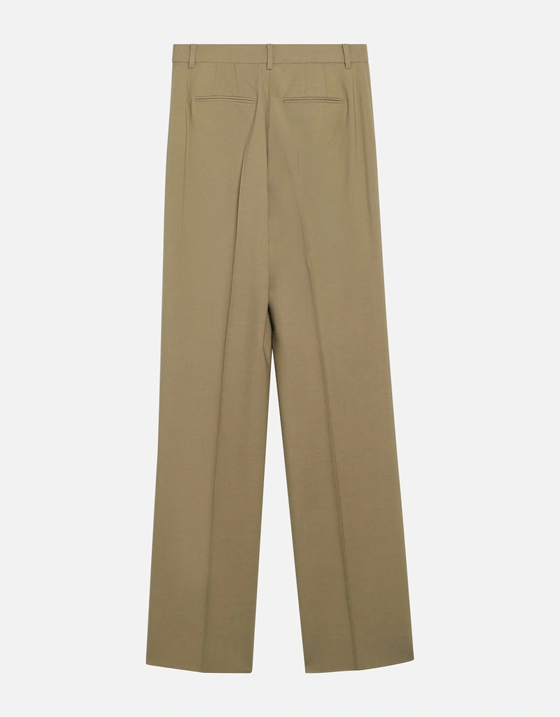 Max Mara キャメル ウール シルク ワイドレッグ パンツ (パンツ