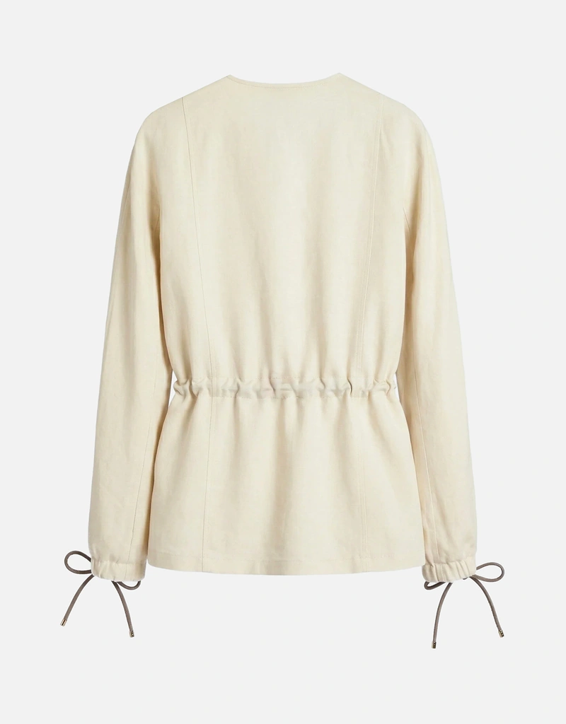 'S Max Mara コットン リネン フリンジ ジャケット シルク袖裏地 Max Mara リネン シルク ドローストリング ジャケット (すべての新品