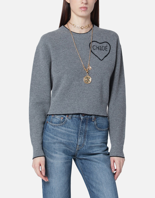 Chloé Logo Wool and Cashmere Cropped Sweater (Tops) IFCHIC.COM