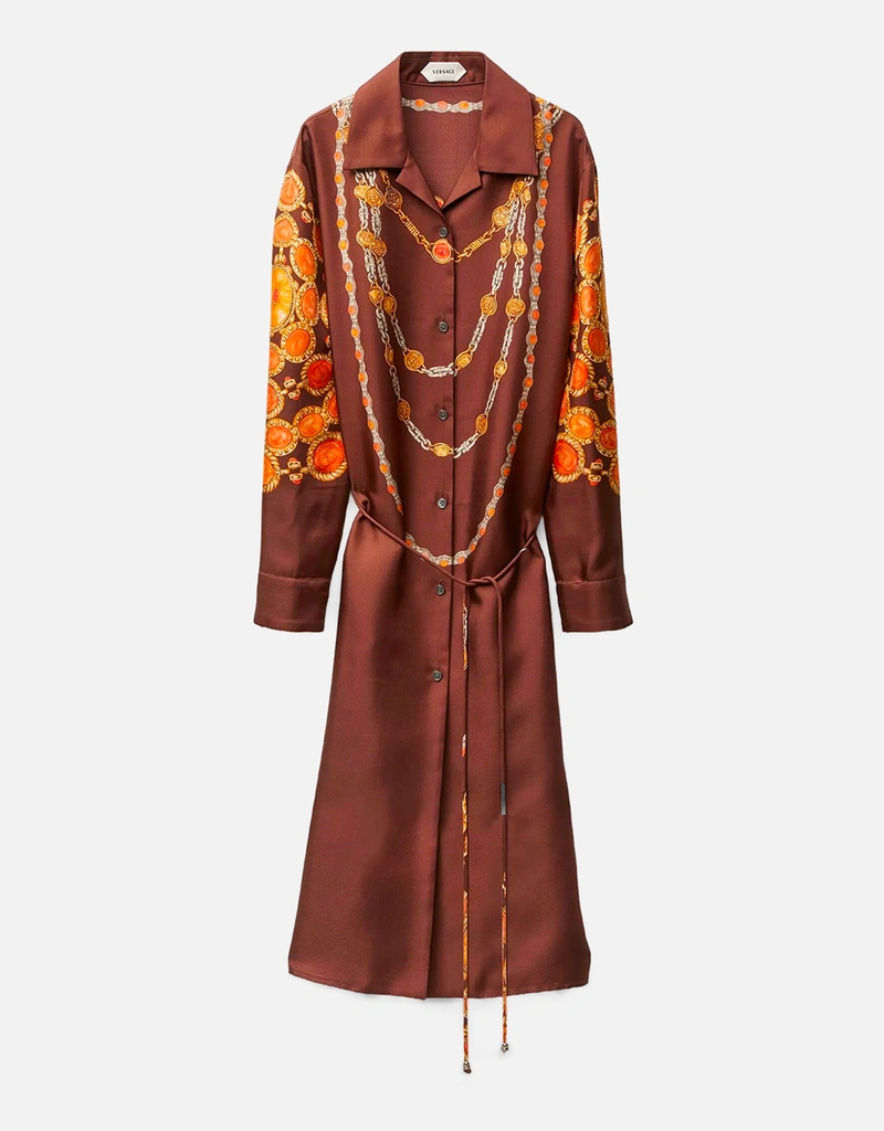 Versace プリントシルクツイルミニシャツドレス (すべての新品) IFCHIC.COM