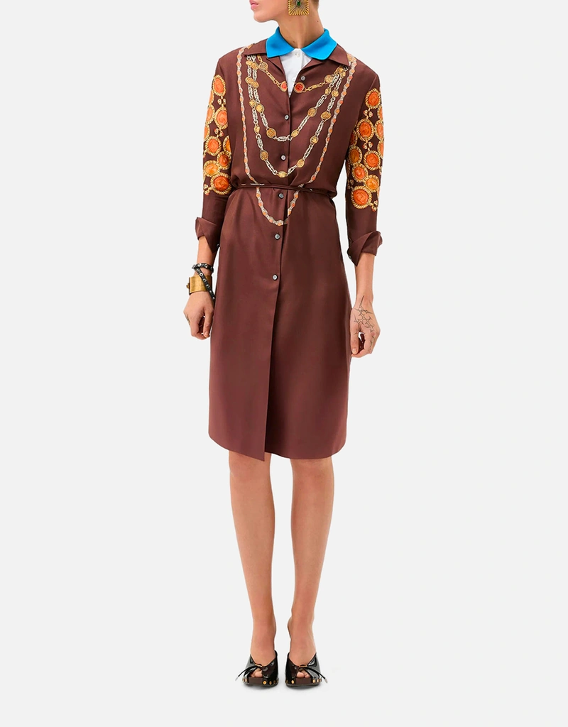 Versace プリントシルクツイルミニシャツドレス (すべての新品) IFCHIC.COM