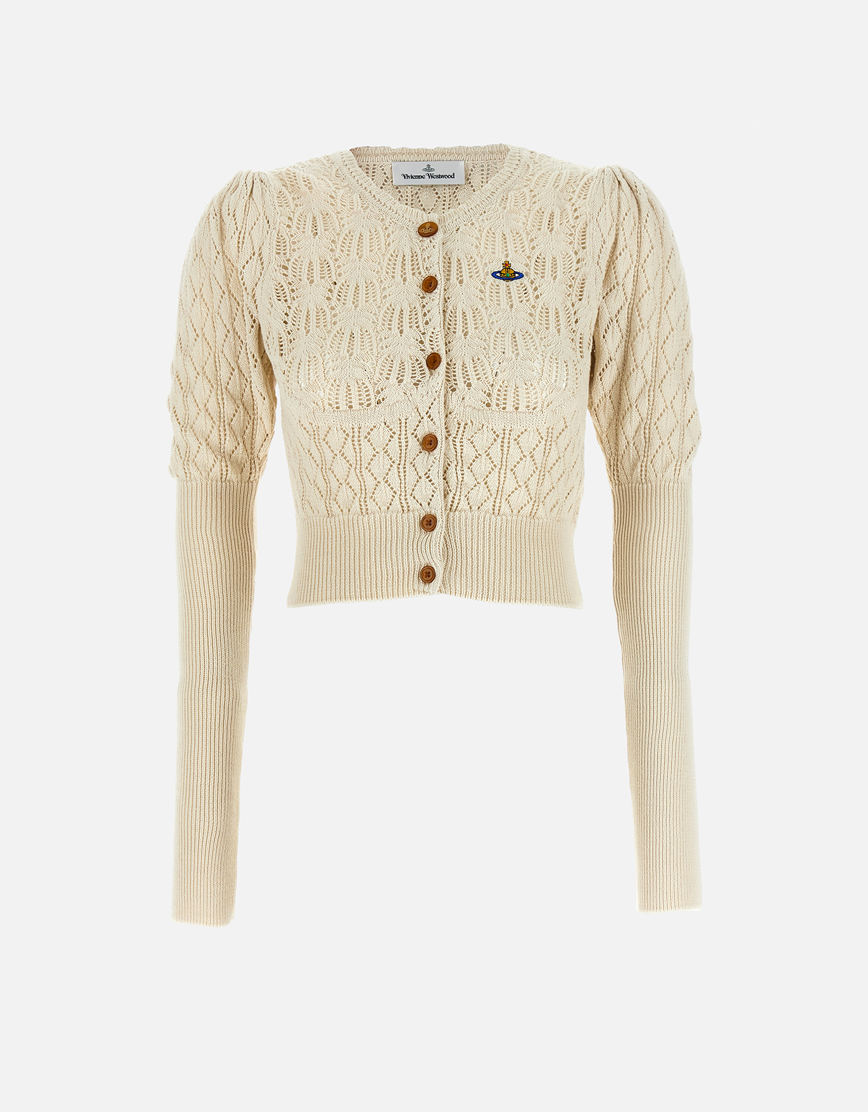 Vivienne Westwood Ella Cotton Frost Flower Lace Cropped Cardigan
