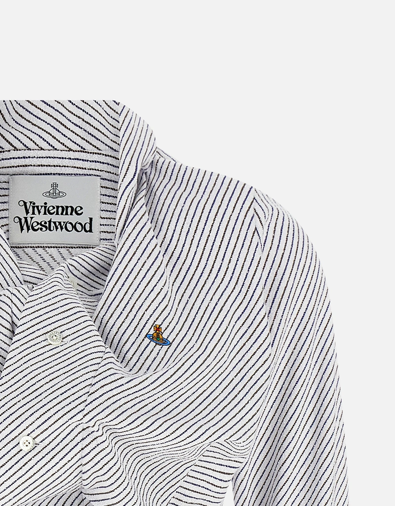 Vivienne Westwood Drunken 二色ストライプコットンテリーシャツ