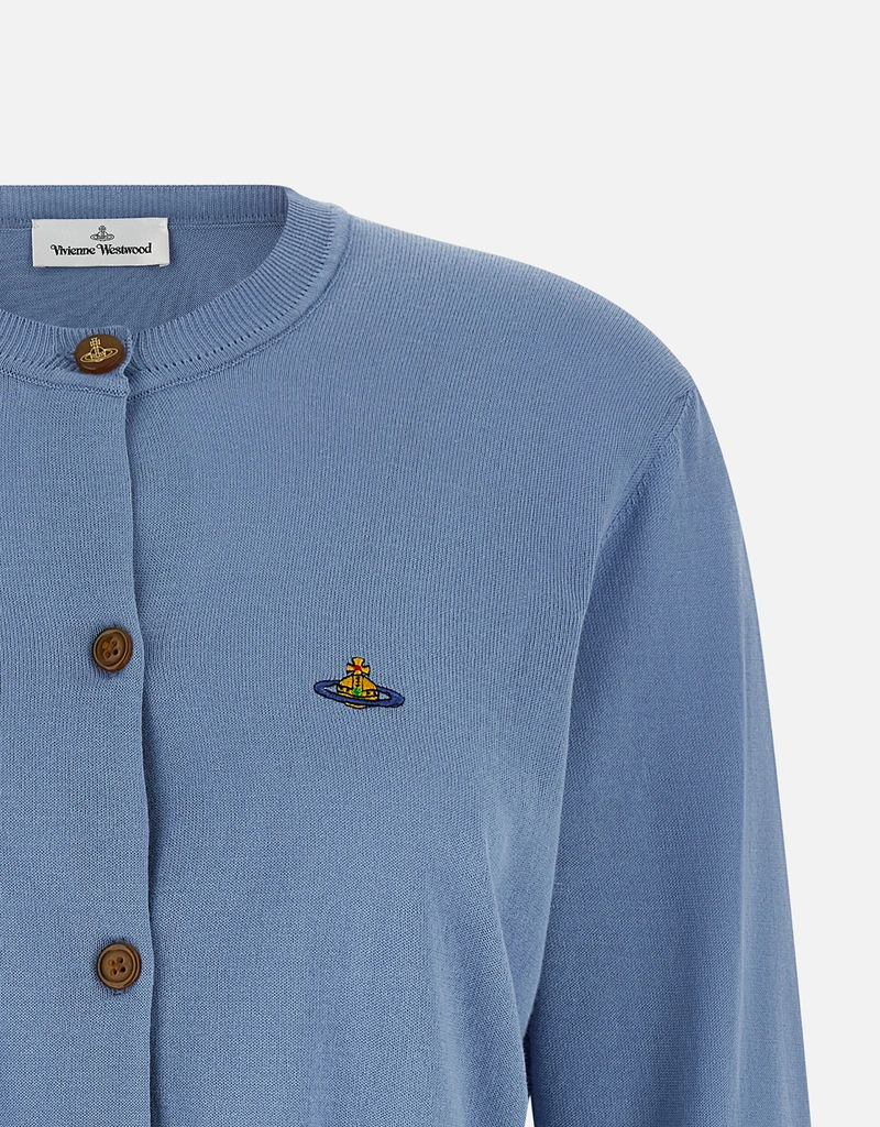 ヴィヴィアンウエストウッド　ハートインターシャ　カーディガン　水色　サイズ00 Vivienne Westwood Bea Cropped オーガニックコットン カーディガン