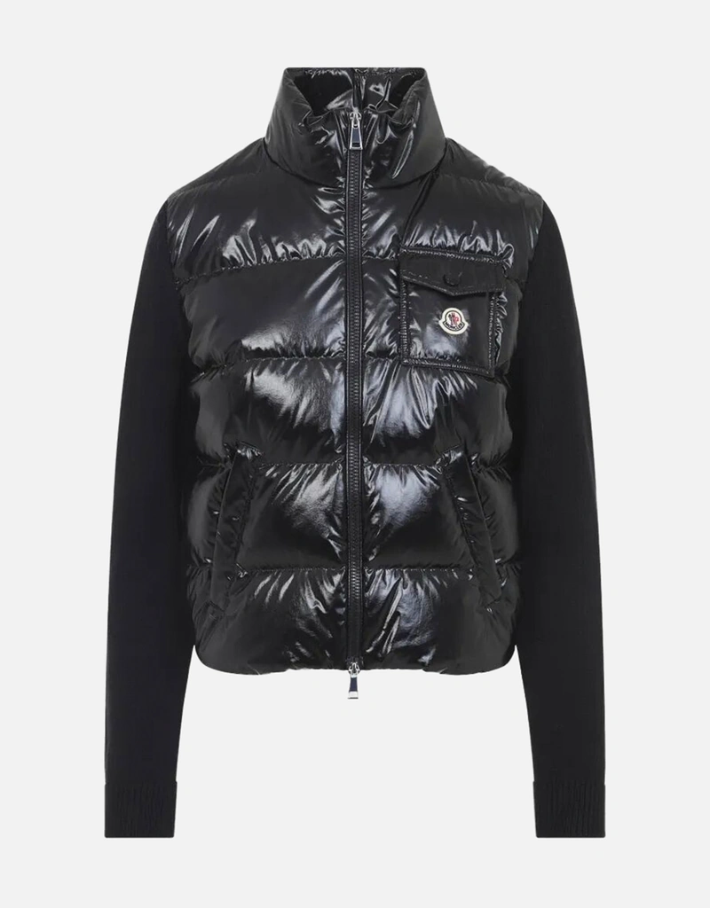 MONCLER BLACKジップアップジャケット Black Padded Wool Zip-Up Cardigan - Sweaters & Cardigans for Men