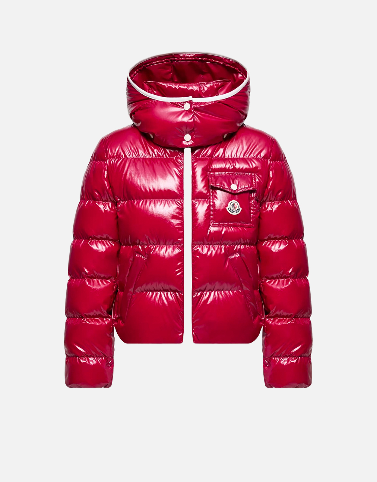 MONCLER 赤 フード付きダウンジャケット MONCLER（モンクレール） ダウンジャケット フーディー ロゴワッペン