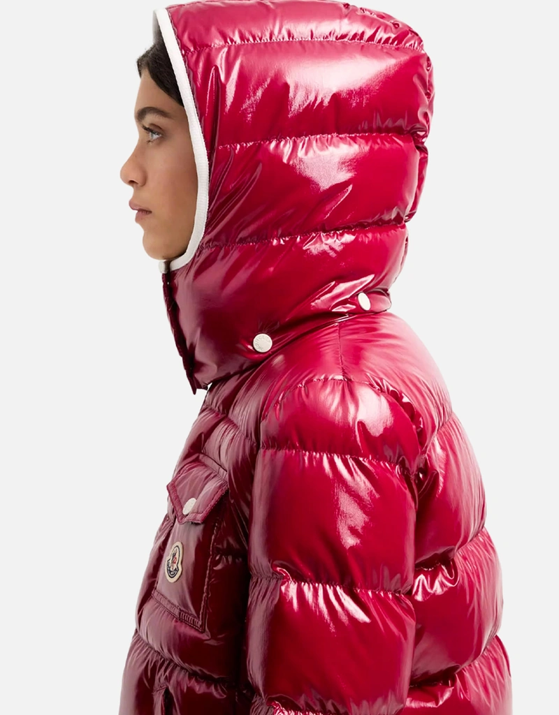 MONCLER 赤 フード付きダウンジャケット MONCLER（モンクレール） ダウンジャケット フーディー ロゴワッペン